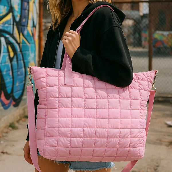 Pink Scrunchie Puffer Tote Bag