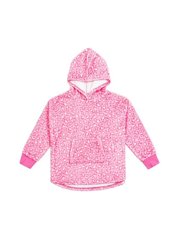 Plush Oversized Hoody - Pink Leopard