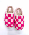 Hot Pink Checkered Blank Warm Slippers