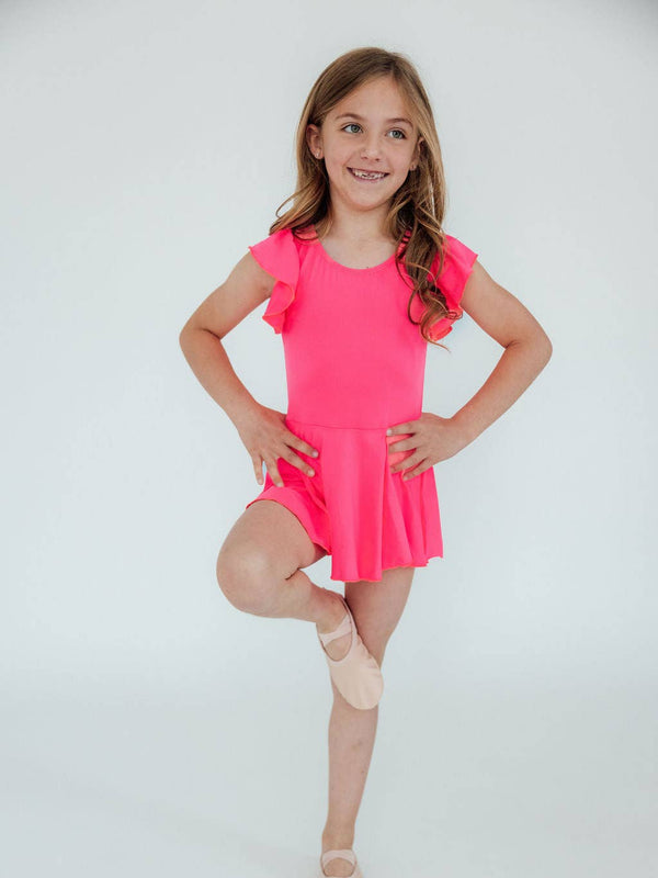 Neon Pink S/S Twirl Leotard
