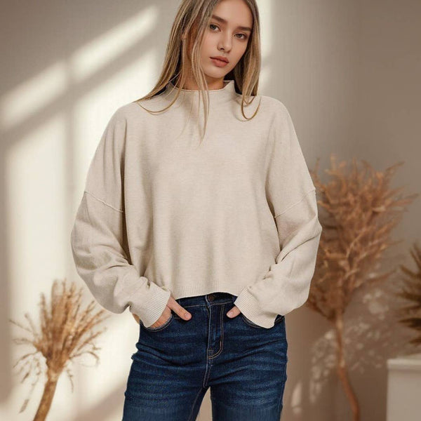 Mock Neck Soft Fall Sweater