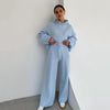 Solid Color Hoodie Top and Pant Set Sweater Set 9263