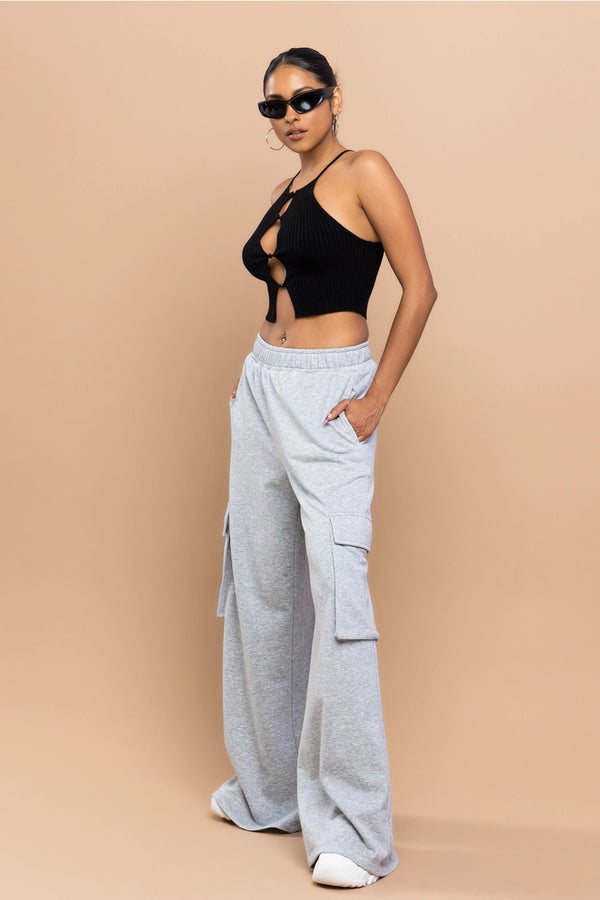 French Terry Wide Cargo Sweatpants