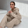 Solid Color Hoodie Top and Pant Set Sweater Set 9263