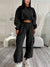 R-Neck Cropped Sweatshirt Pocket Baggy Sweatpants Set